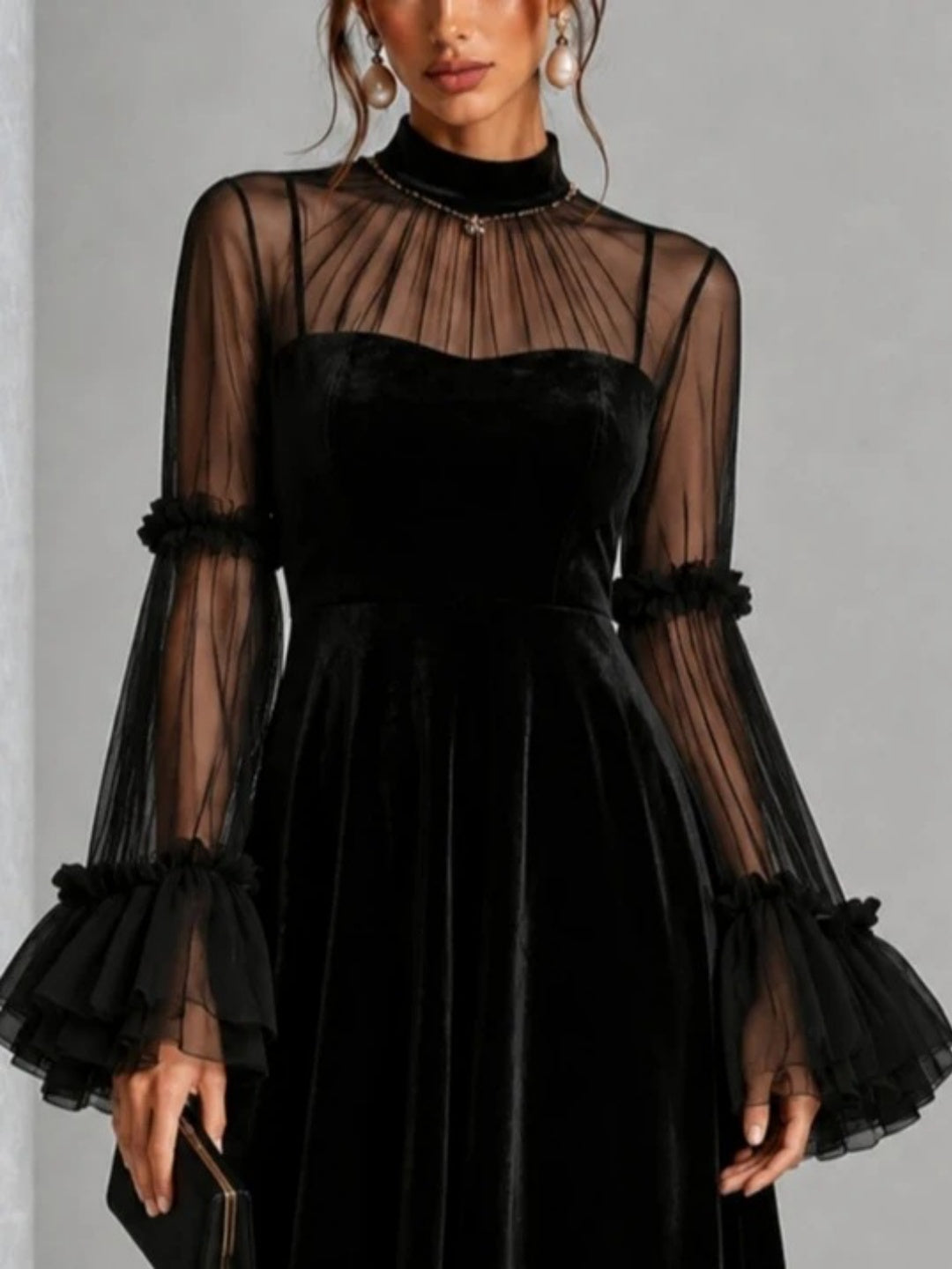Nocturne Tiered-Sleeve Maxi Dress