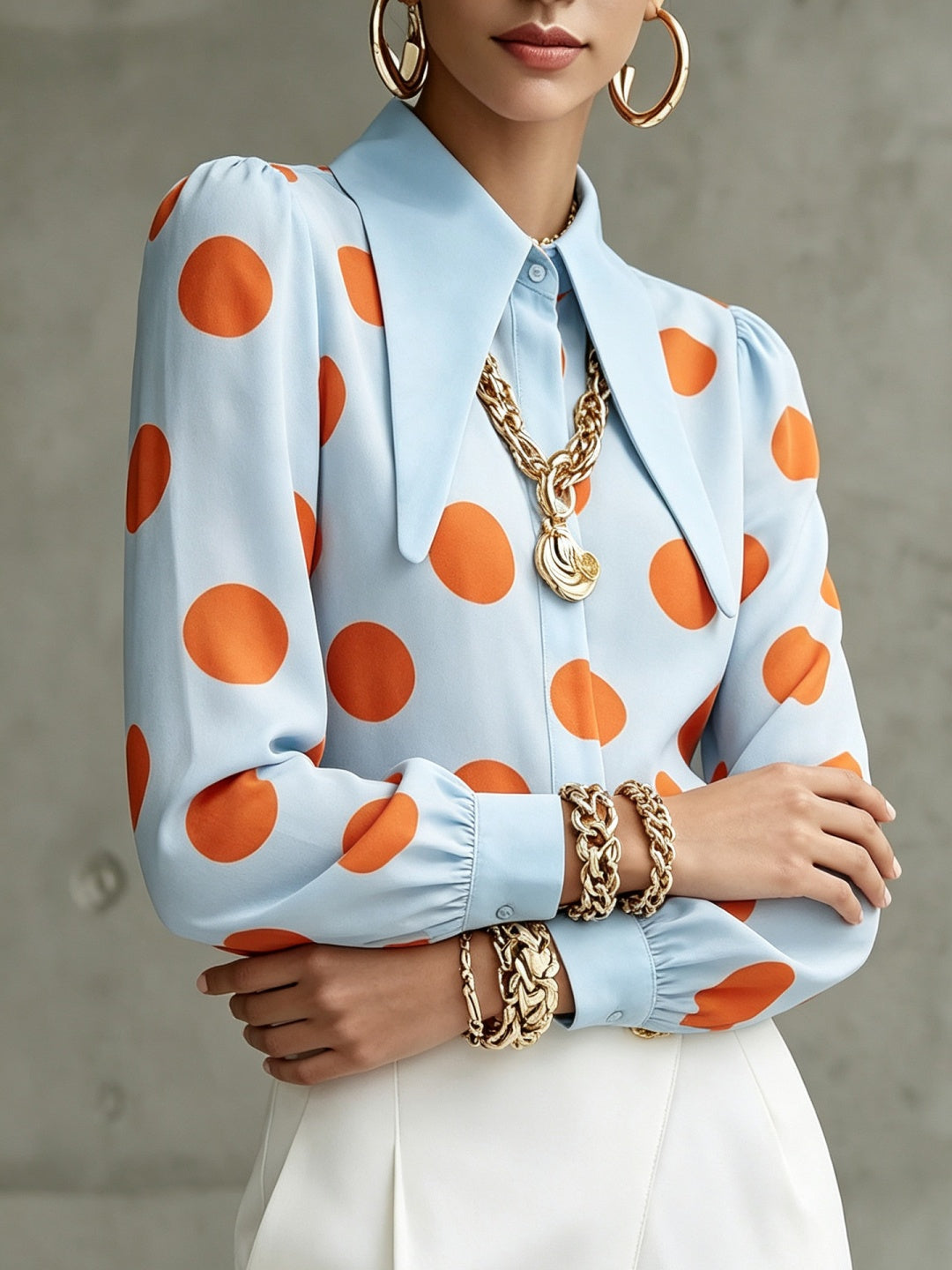 Capri Polka-Dot Button Shirt