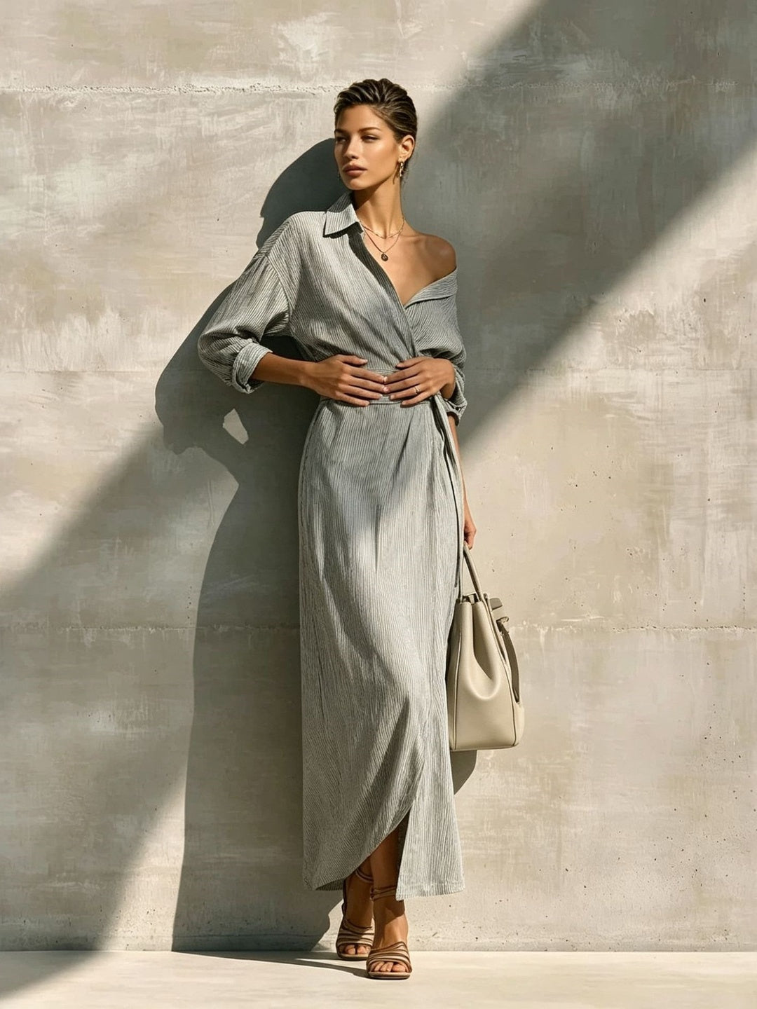 Livia Gathered Wrap Midi Dress