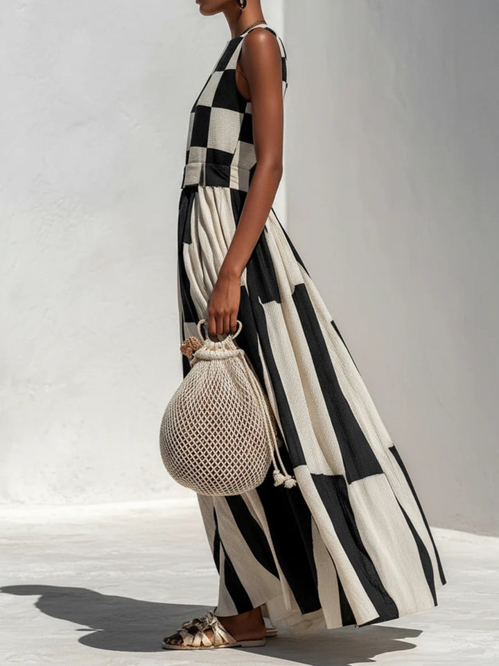 Noa Black Ivory Geometric Maxi Dress