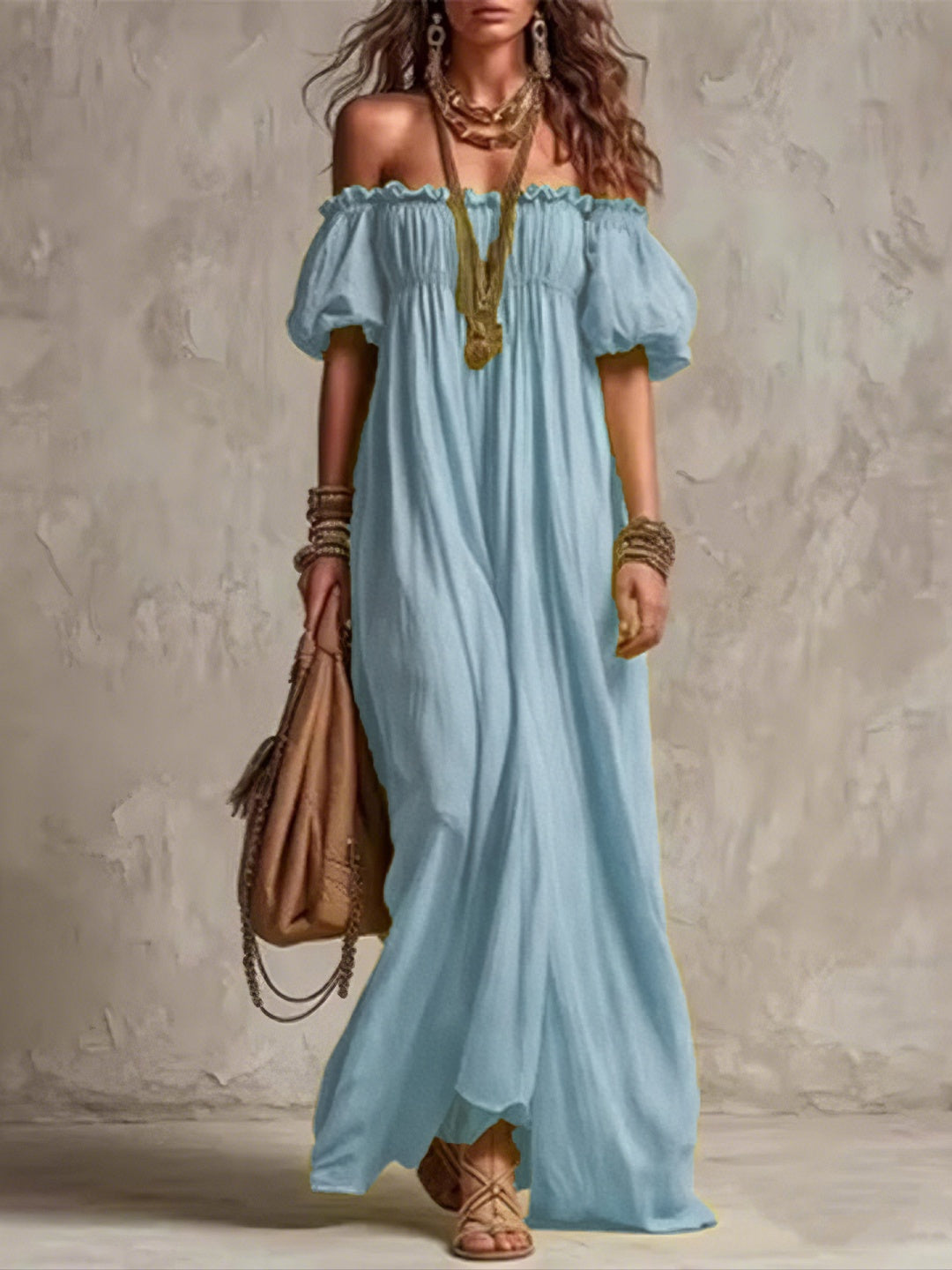 Livia Lime Off-Shoulder Maxi Dress