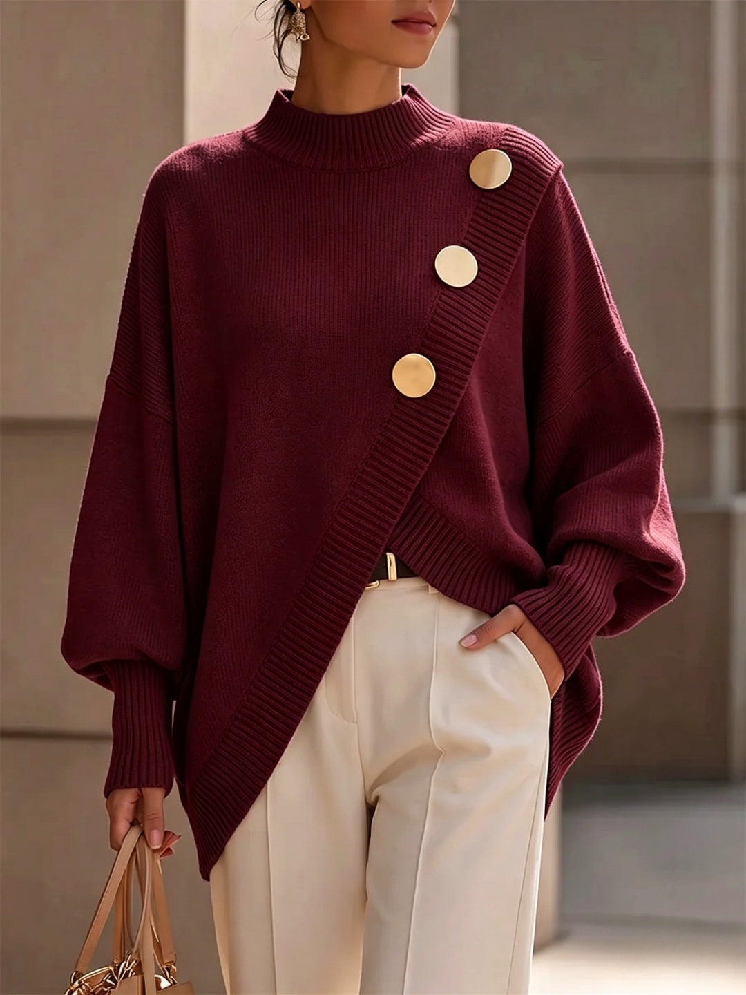 Celeste Buttoned Cape Sweater