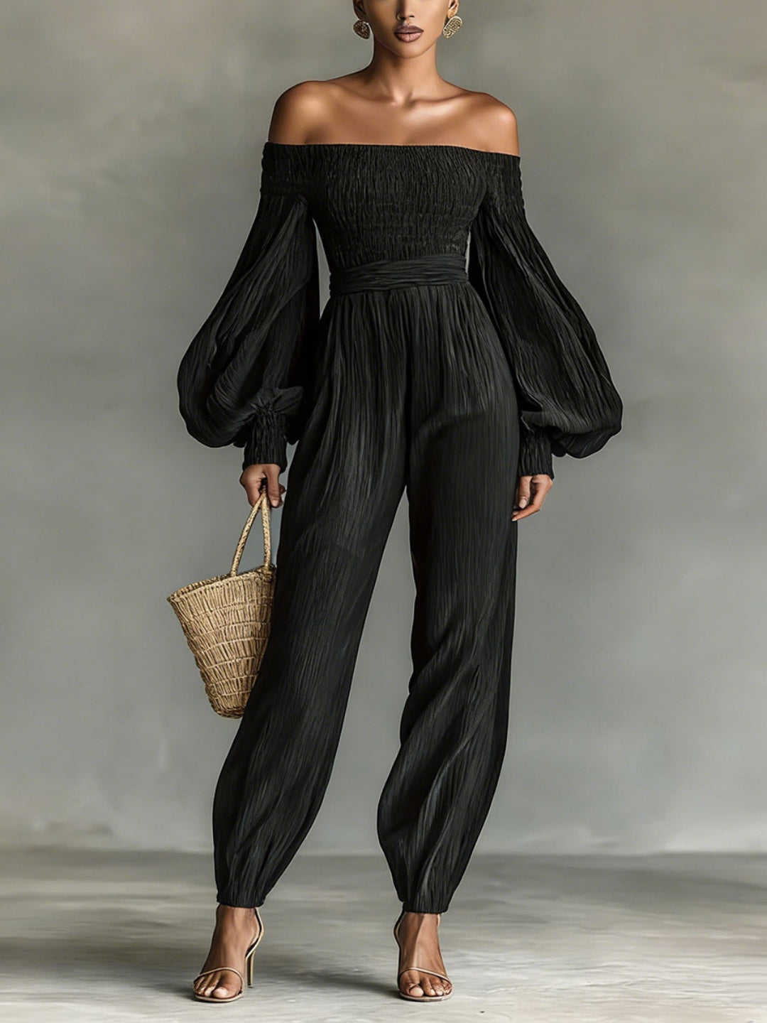 Luna Red Off-Shoulder Wide-Leg Jumpsuit