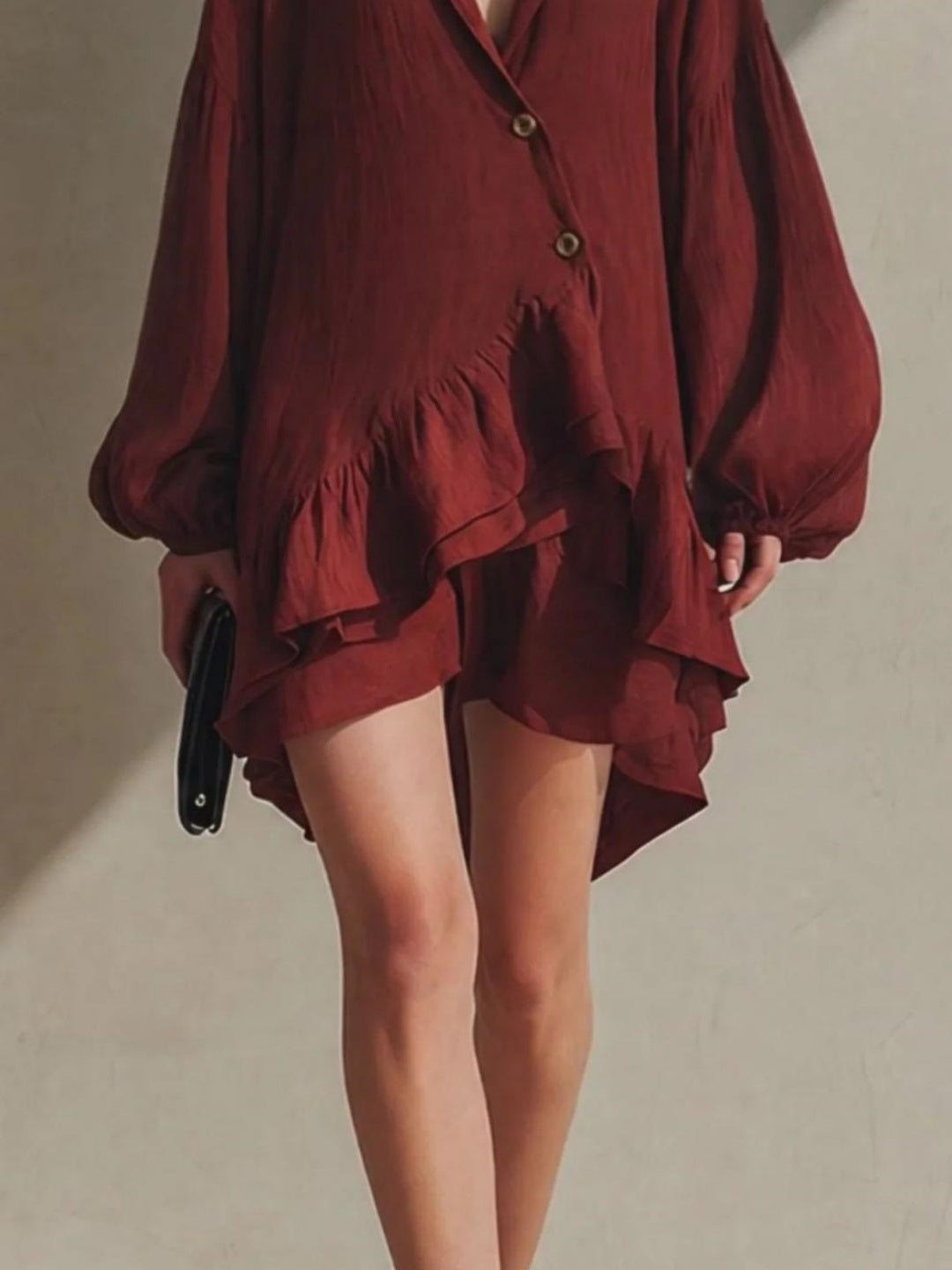 Vittoria Burgundy Layered Shirt Mini Dress