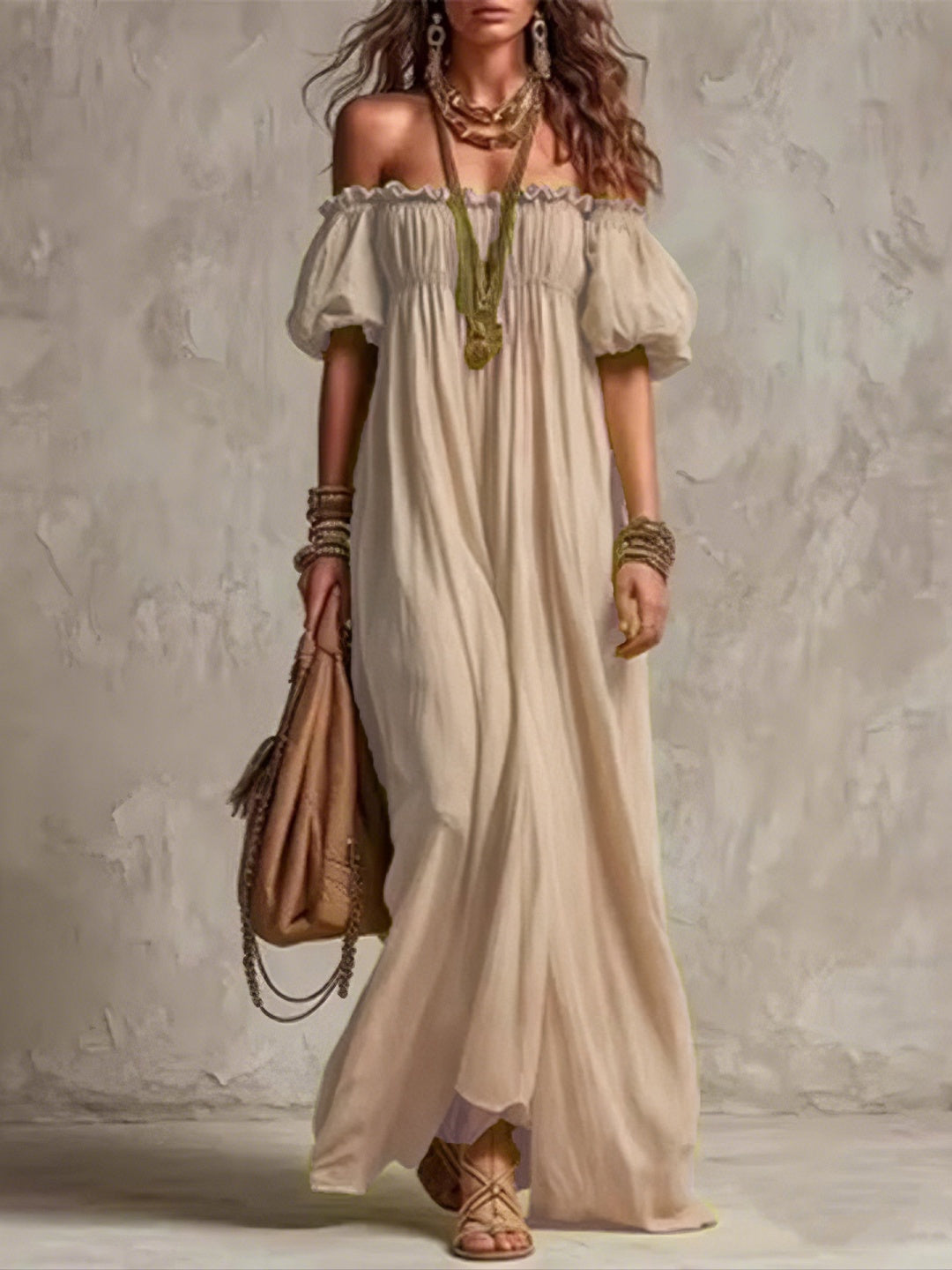 Livia Lime Off-Shoulder Maxi Dress
