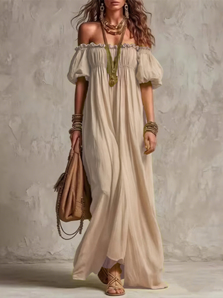 Livia Lime Off-Shoulder Maxi Dress