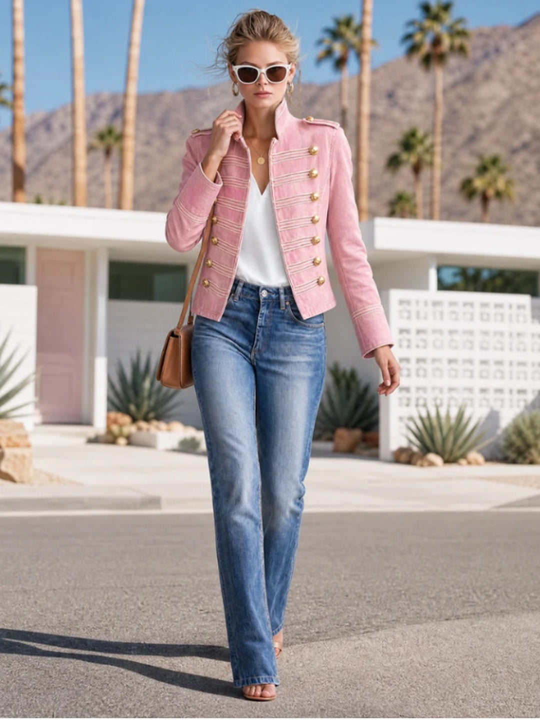 Gemma Gold-Button Knit Jacket
