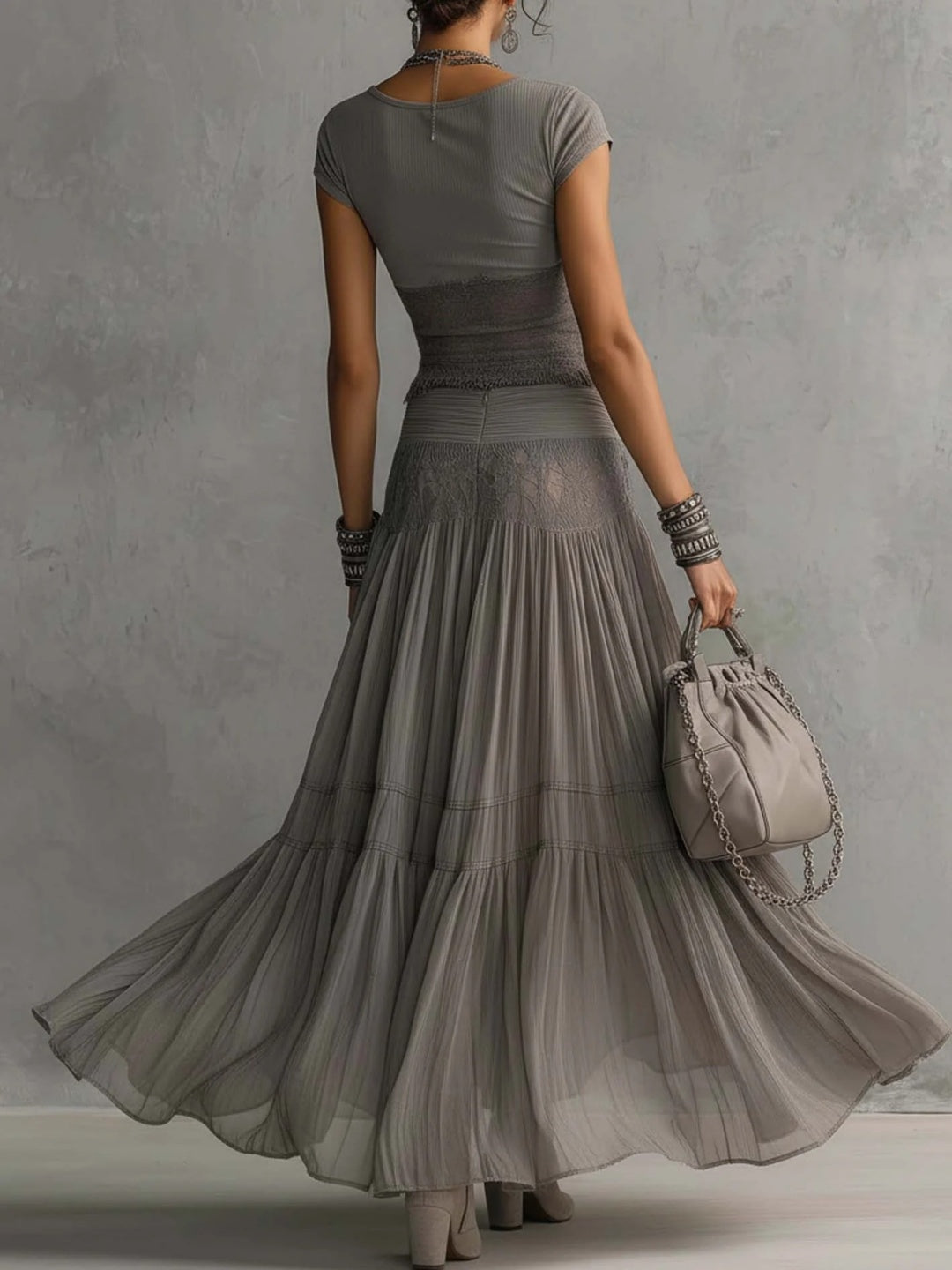 Serena White Pleated Skirt Set