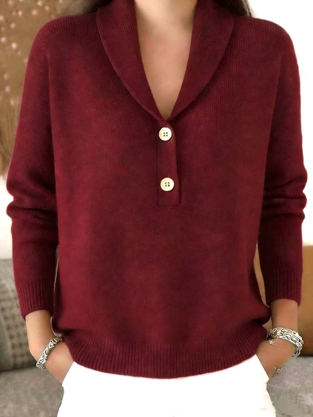 Alessia Shawl-Collar Knit Sweater