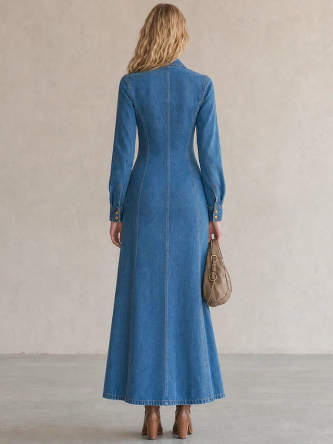 Luciana Double-Breasted Denim Midi Dress