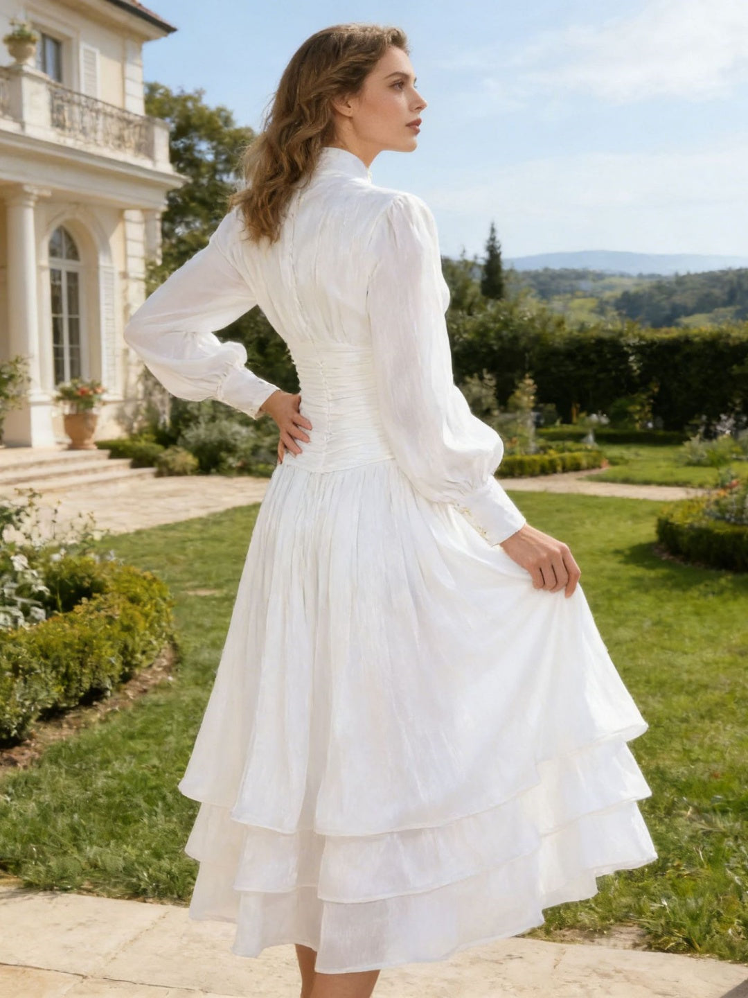 Terra Embroidered Tiered Maxi Dress - White