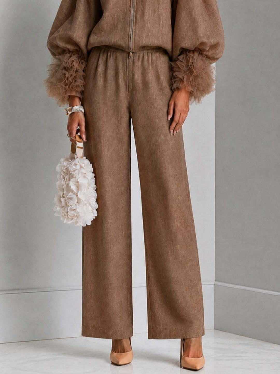 Rosalia Knit Top & Wide-Leg Trouser Set