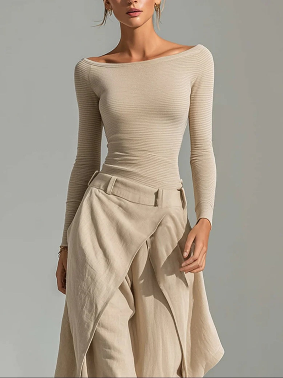 Elara Sand Draped Harem-Pant Set