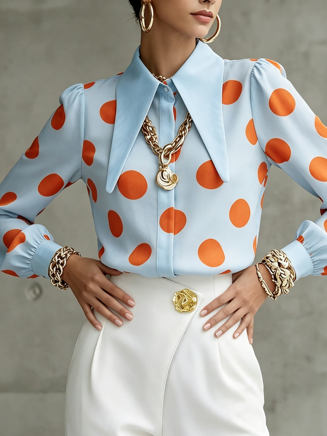 Capri Polka-Dot Button Shirt
