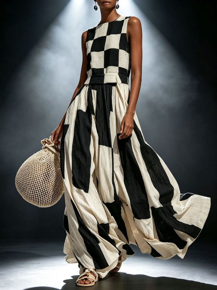 Noa Black Ivory Geometric Maxi Dress