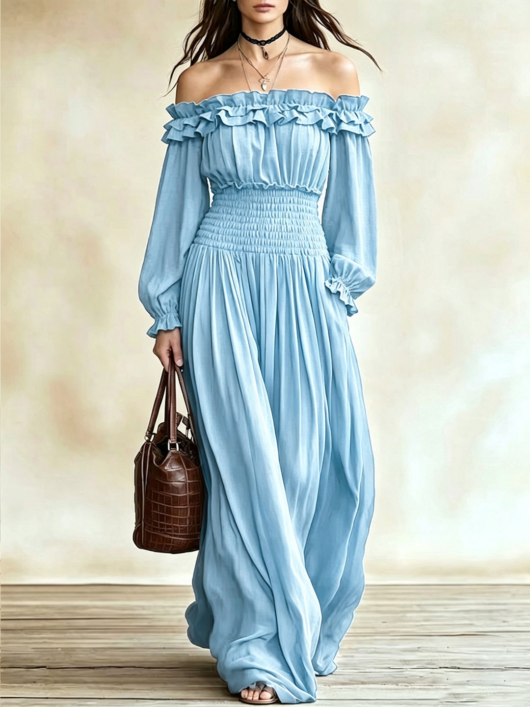 Esmeralda Off-Shoulder Ruffle Maxi Dress