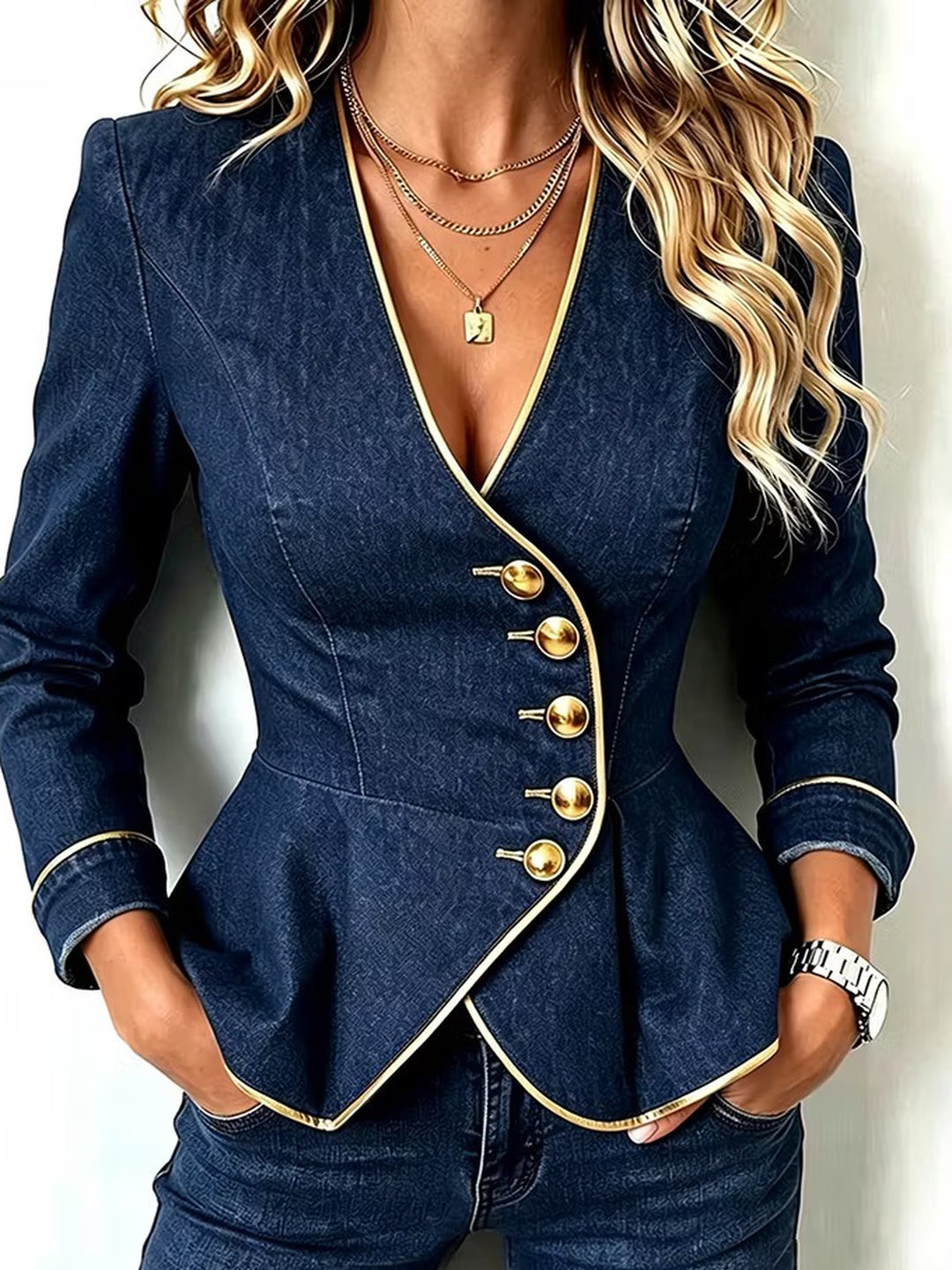 Vittoria Piped Peplum Blazer