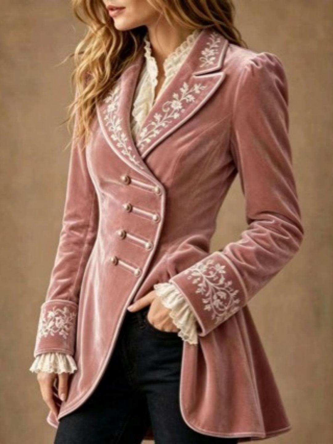 Alessandra Embroidered Velvet Blazer