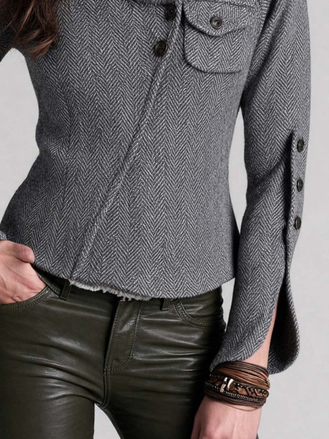Elena Asymmetric Button Jacket