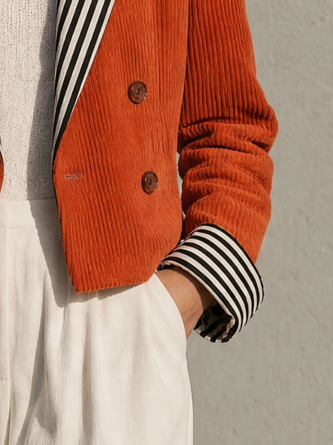Corinna Contrast-Lapel Cropped Blazer