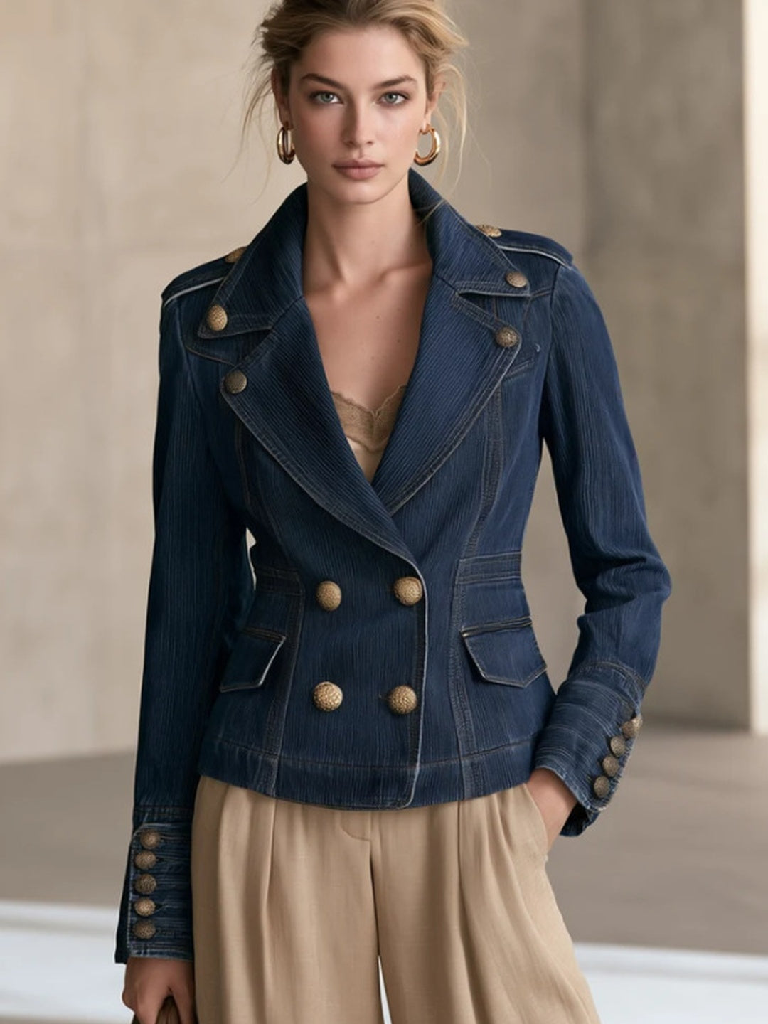 Serena Double-Breasted Tailored Blazer