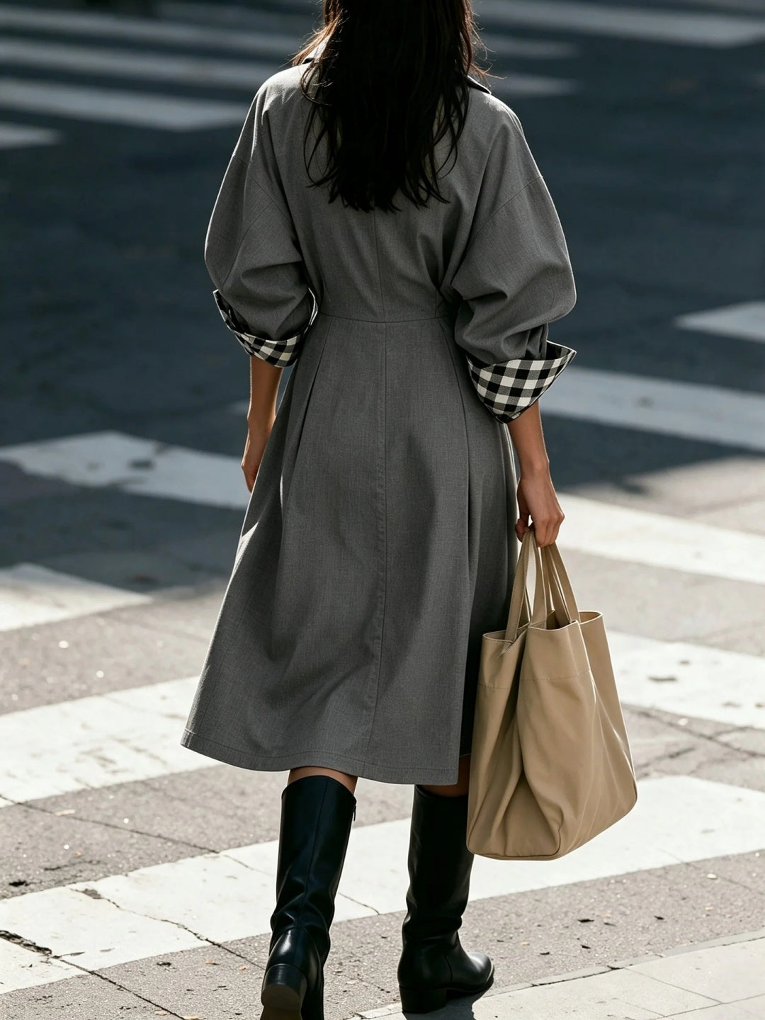 Griselda Piped Button-Front Coat Dress