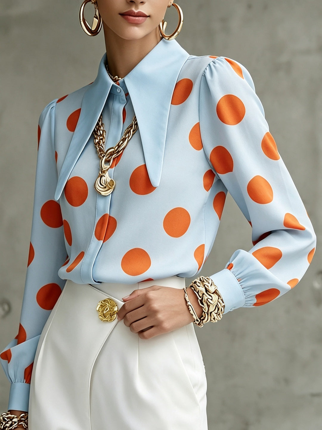 Capri Polka-Dot Button Shirt