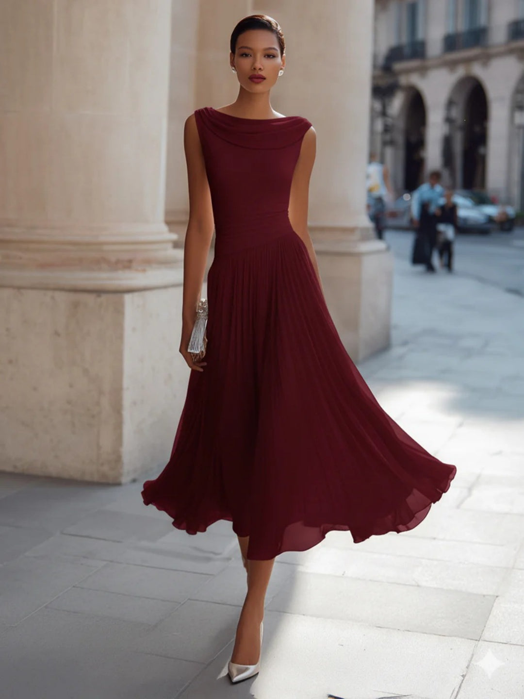 Aurelia Blush Sleeveless Midi Dress