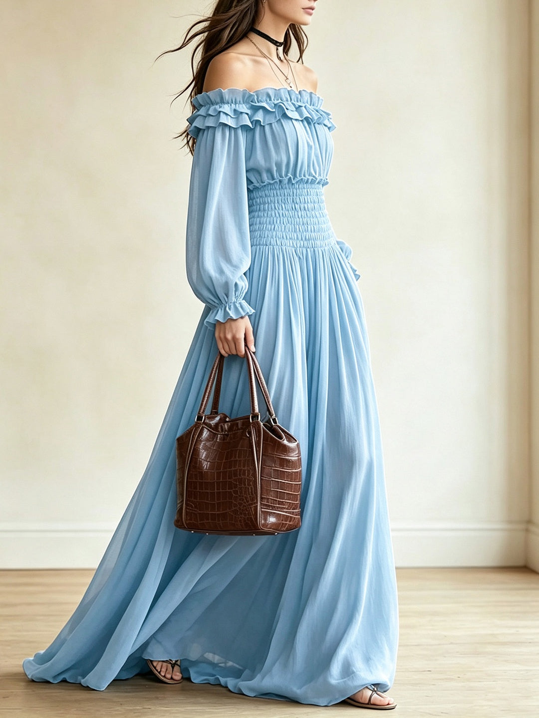 Esmeralda Off-Shoulder Ruffle Maxi Dress