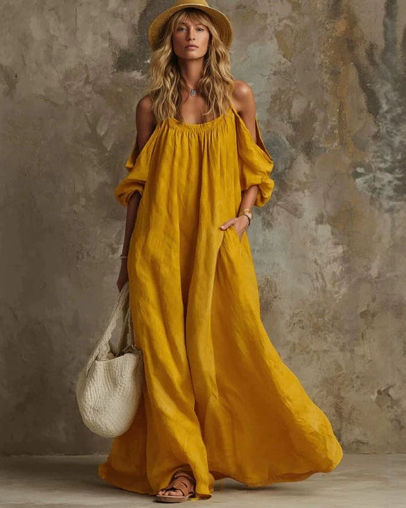 Livia Ivory Off-Shoulder Maxi Dress