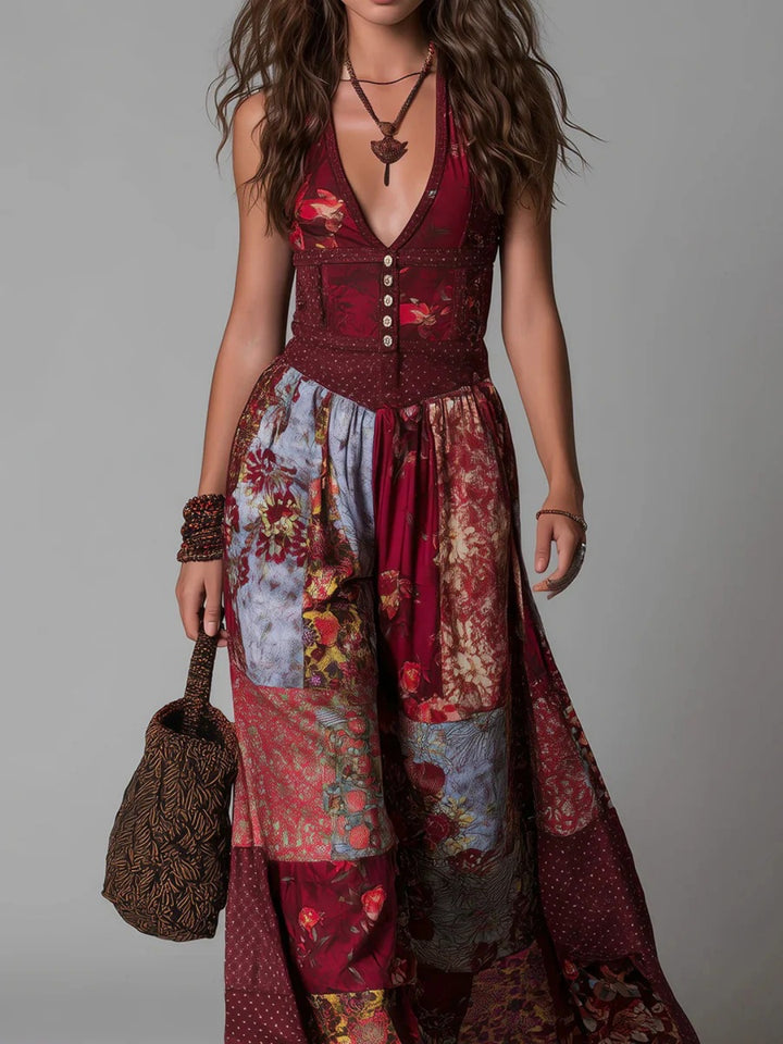 Paloma Burgundy Floral Wide-Leg Set