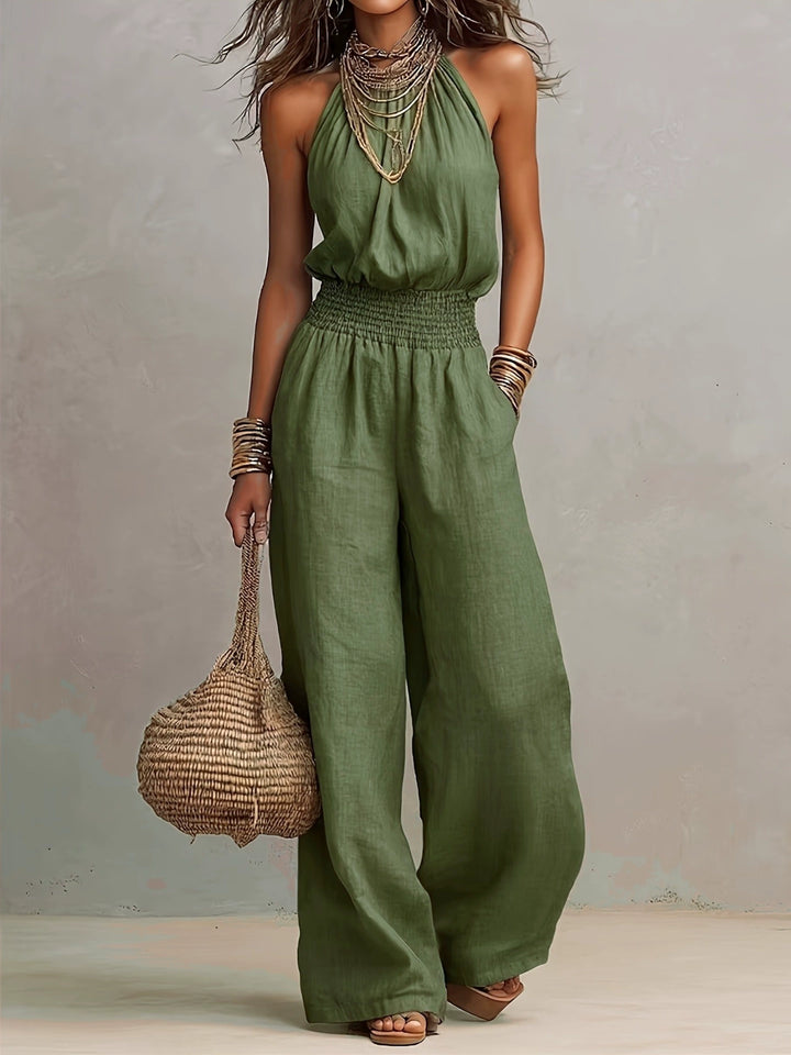 Dahlia Beige Sleeveless Pants Set