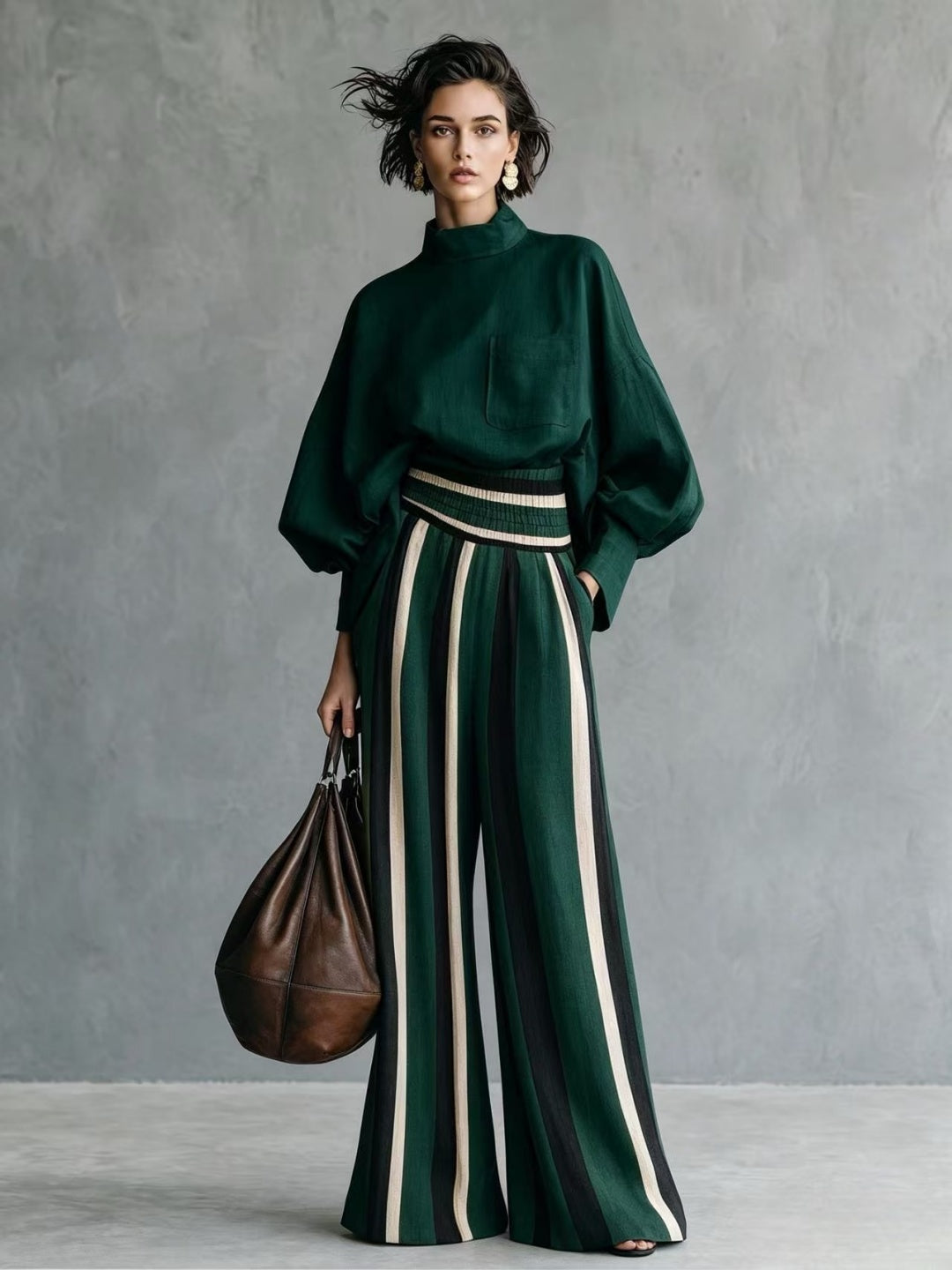 Vittoria Satin Striped Two-Piece Set