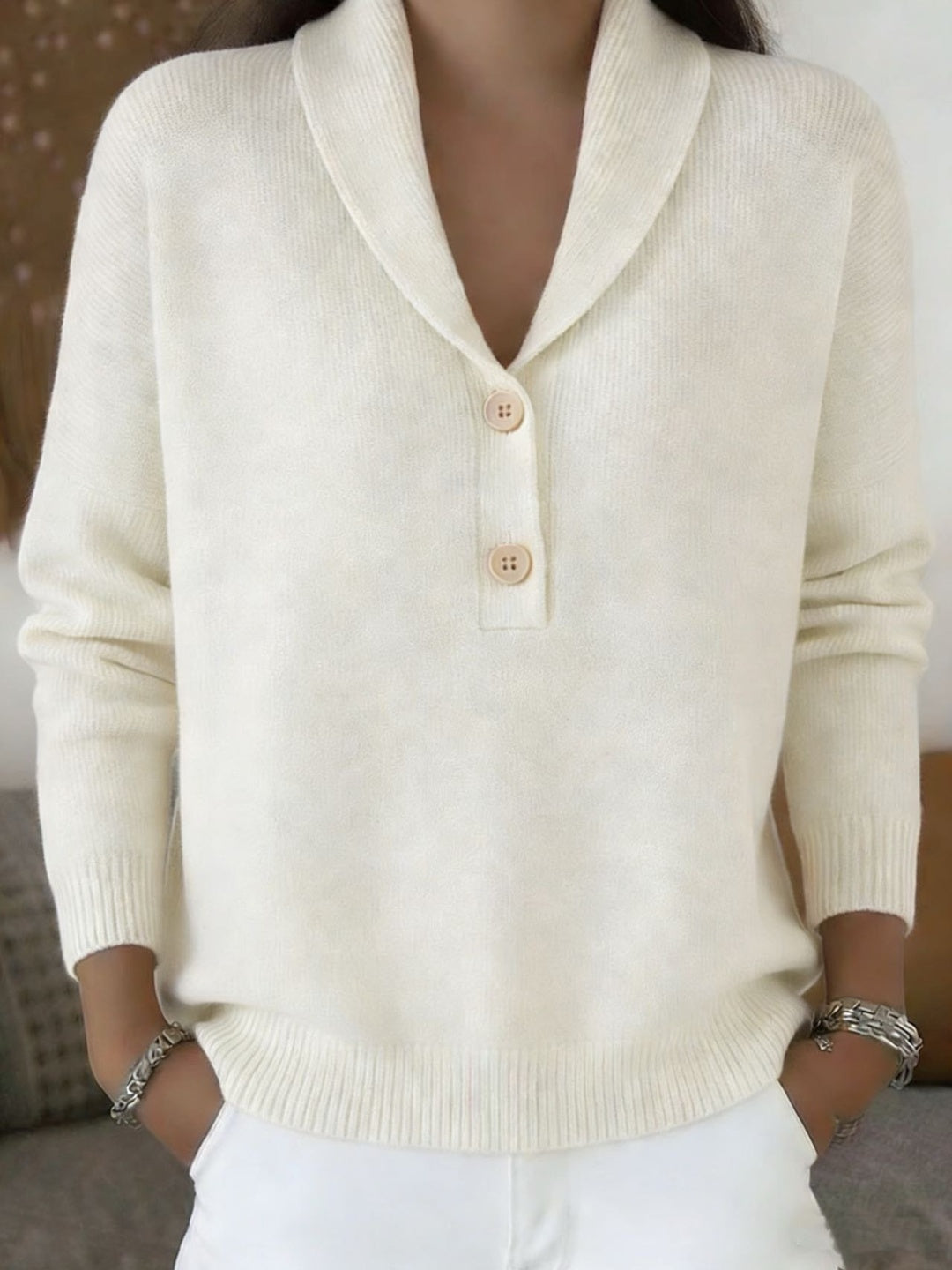 Alessia Shawl-Collar Knit Sweater
