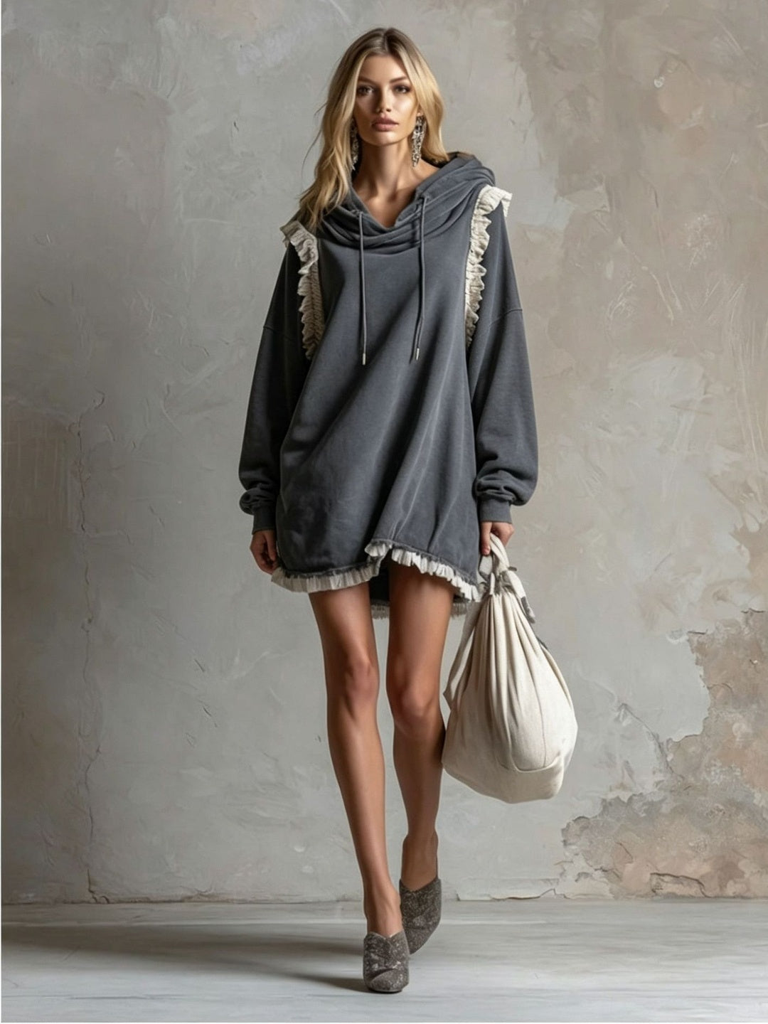 Nadia Asymmetric Cape Sweatshirt