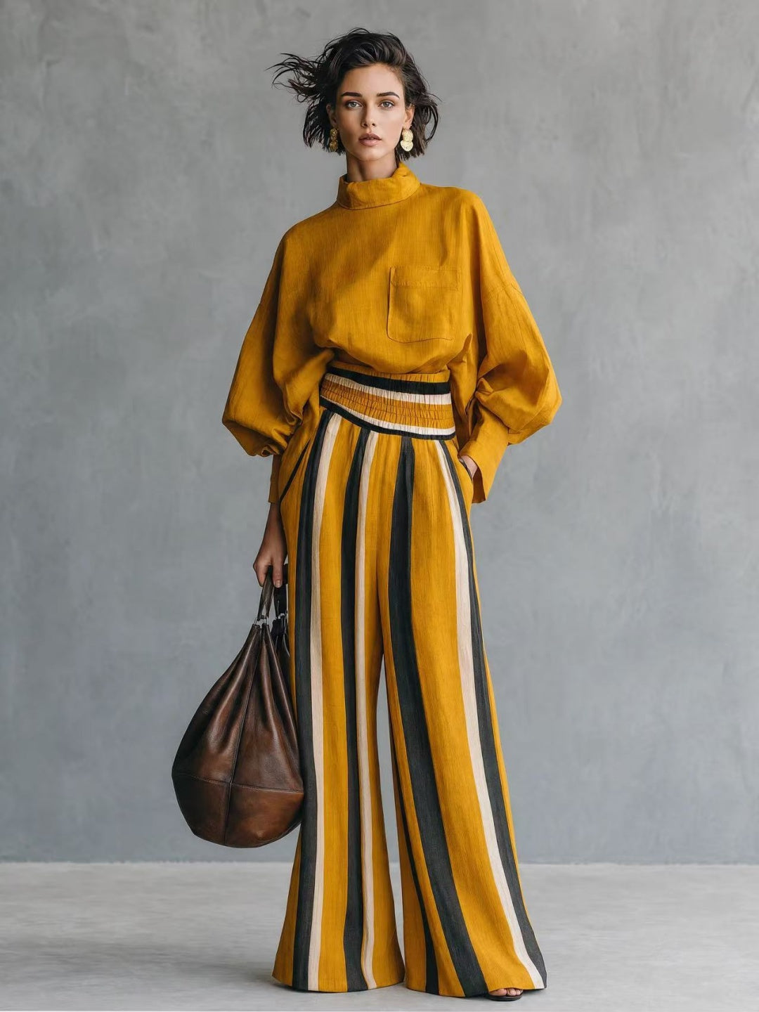 Vittoria Satin Striped Two-Piece Set