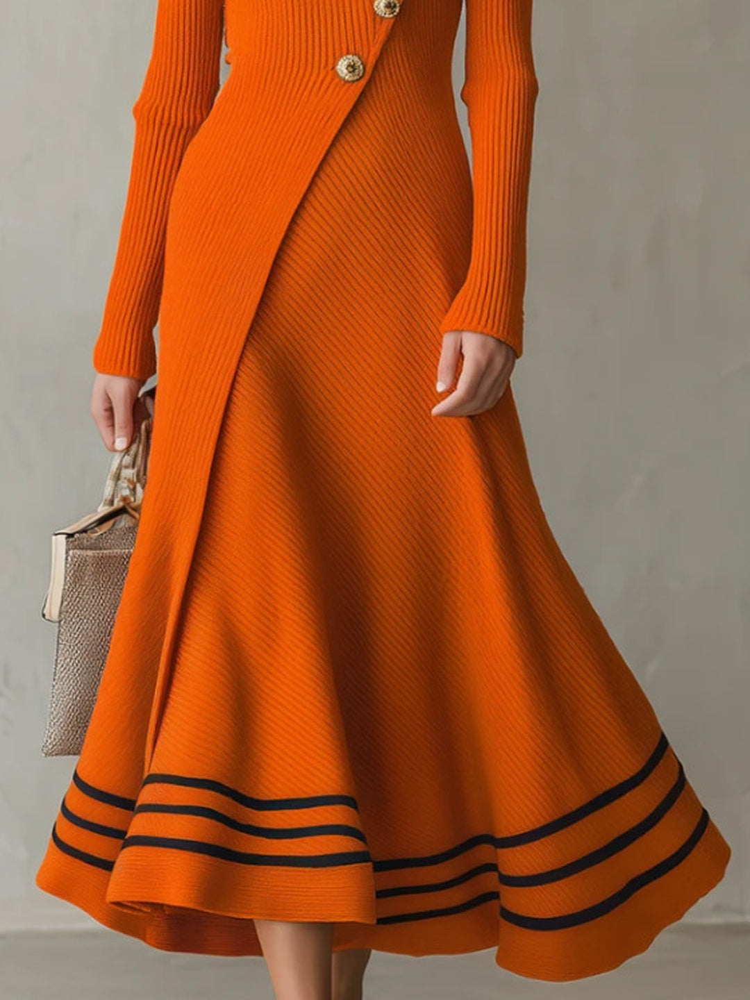 Aurelia Button-Detail Flared Maxi Dress