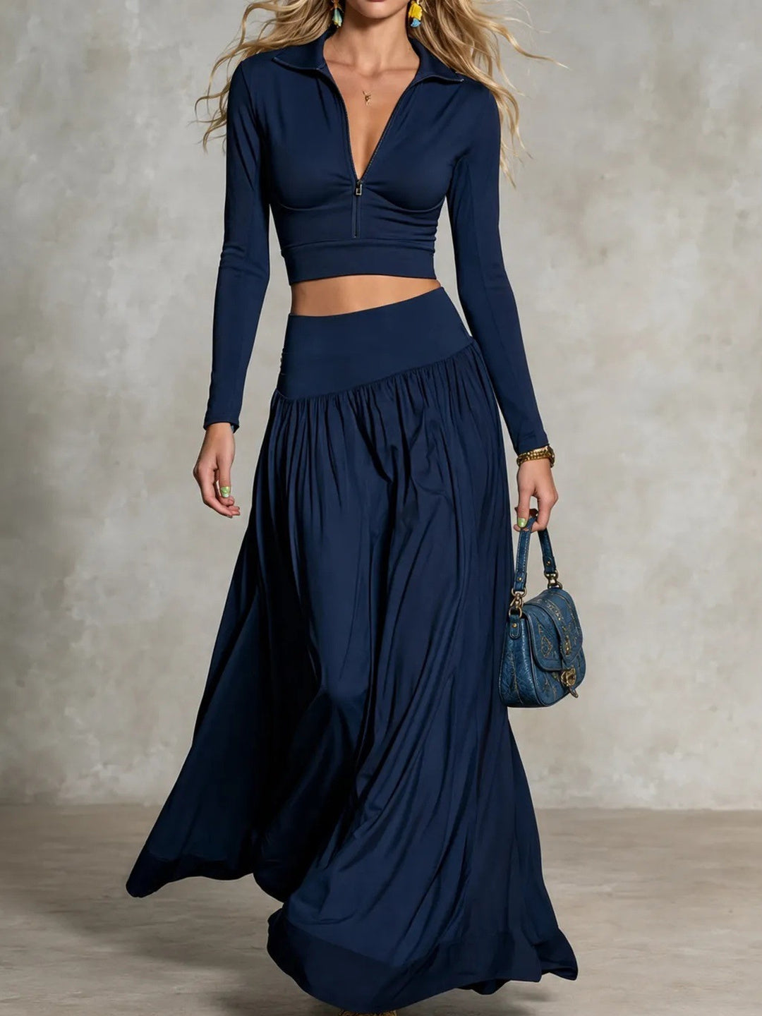 Olivetta Cropped Top & Maxi Skirt Set