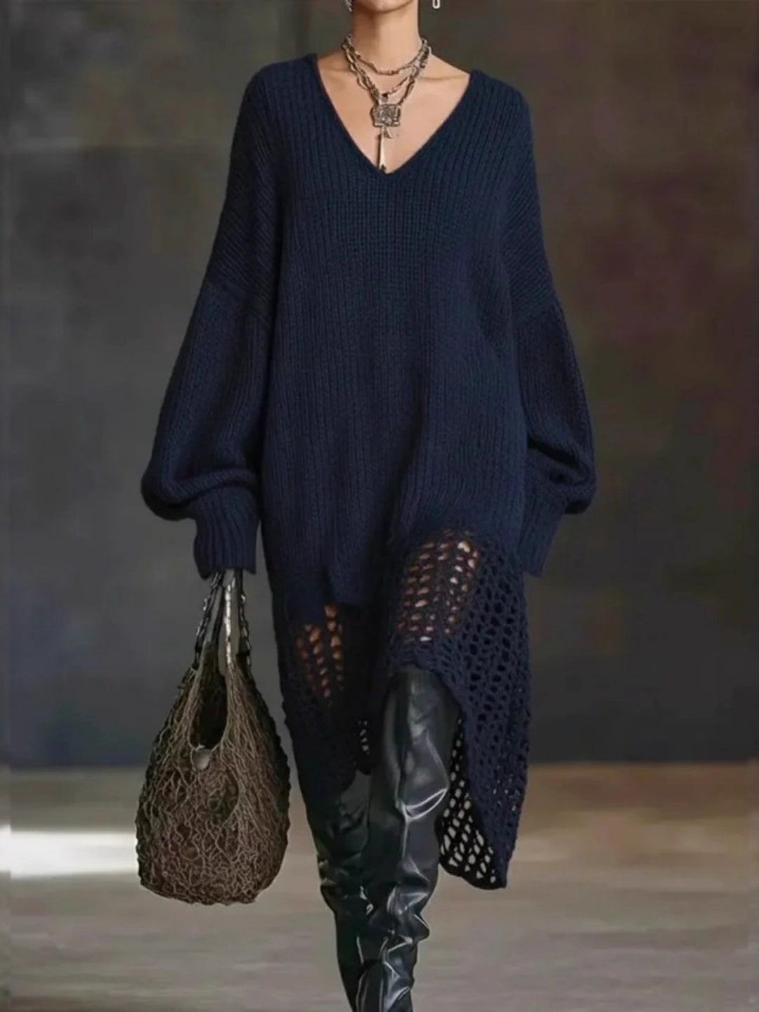 Valentina Lace-Trim Asymmetric Midi Dress