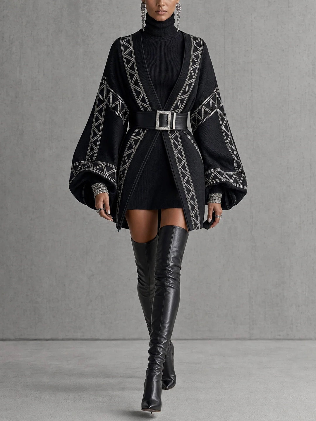 Flavia Embroidered Cape Mini Dress