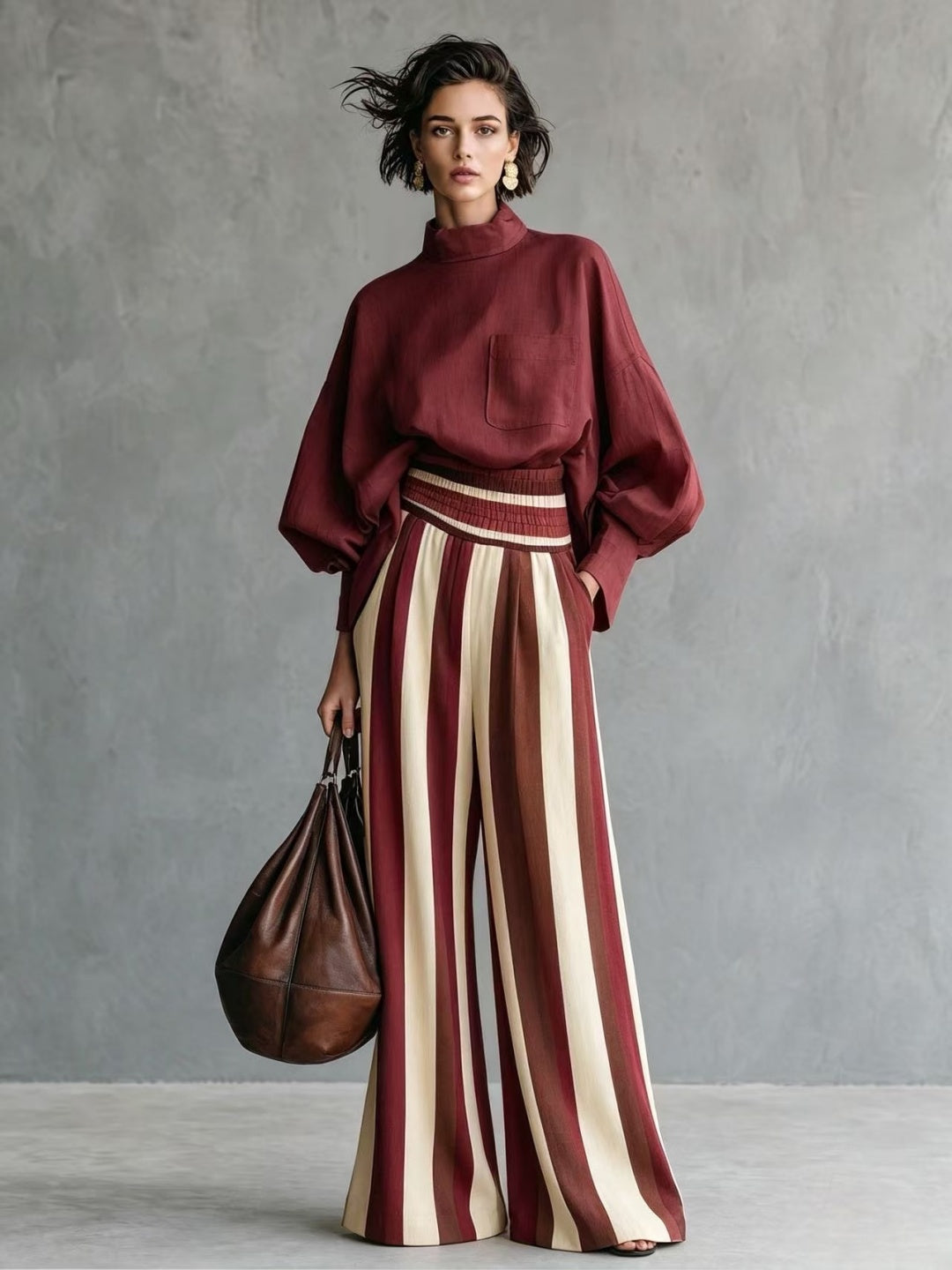 Vittoria Satin Striped Two-Piece Set