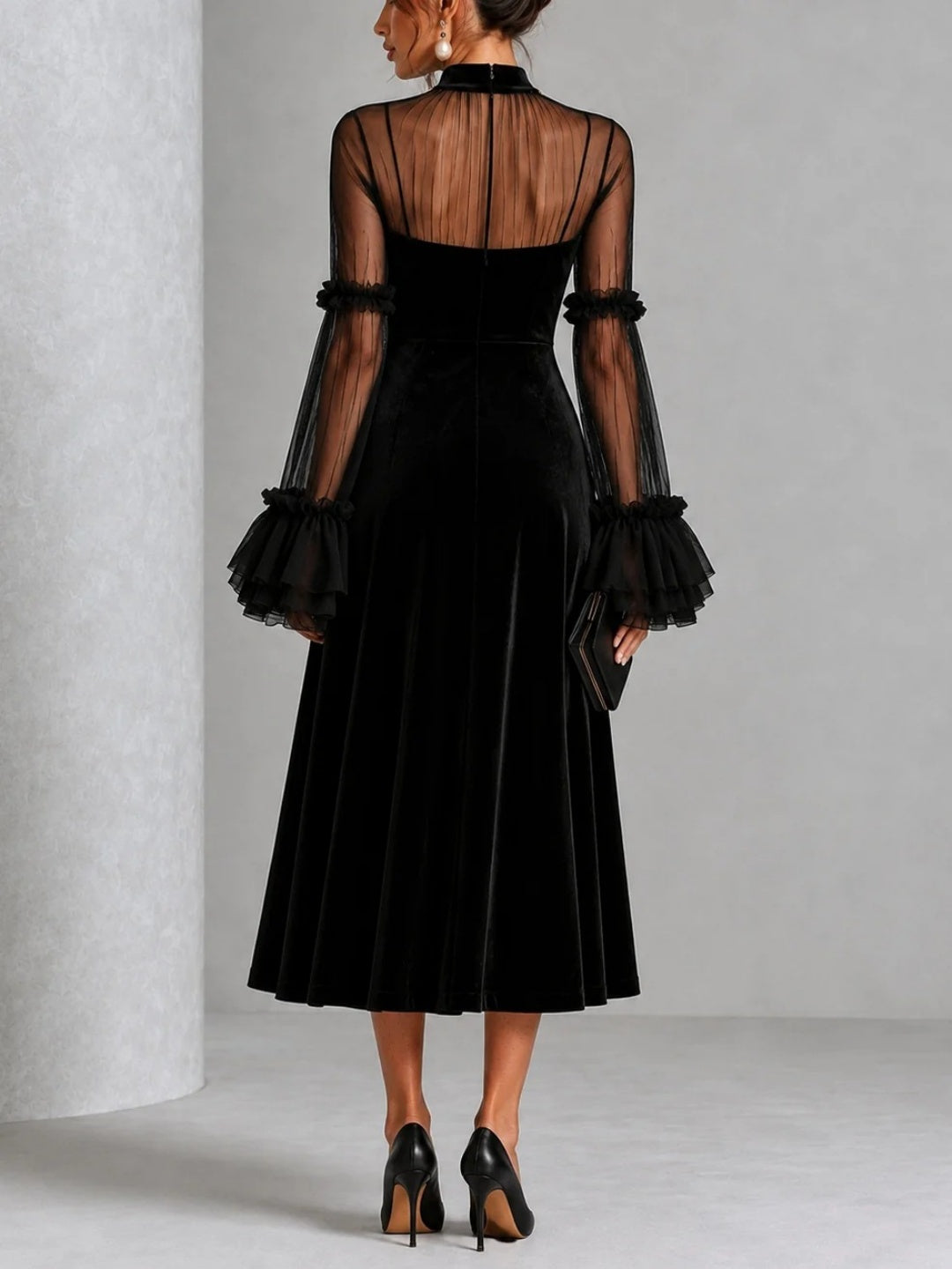 Nocturne Tiered-Sleeve Maxi Dress