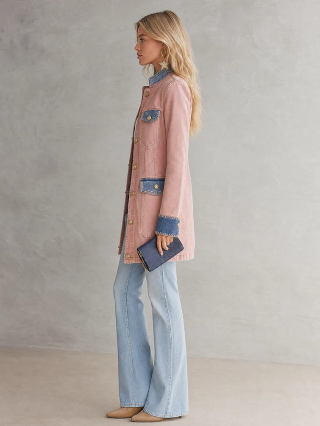 Dalia Contrast-Cuff Longline Blazer
