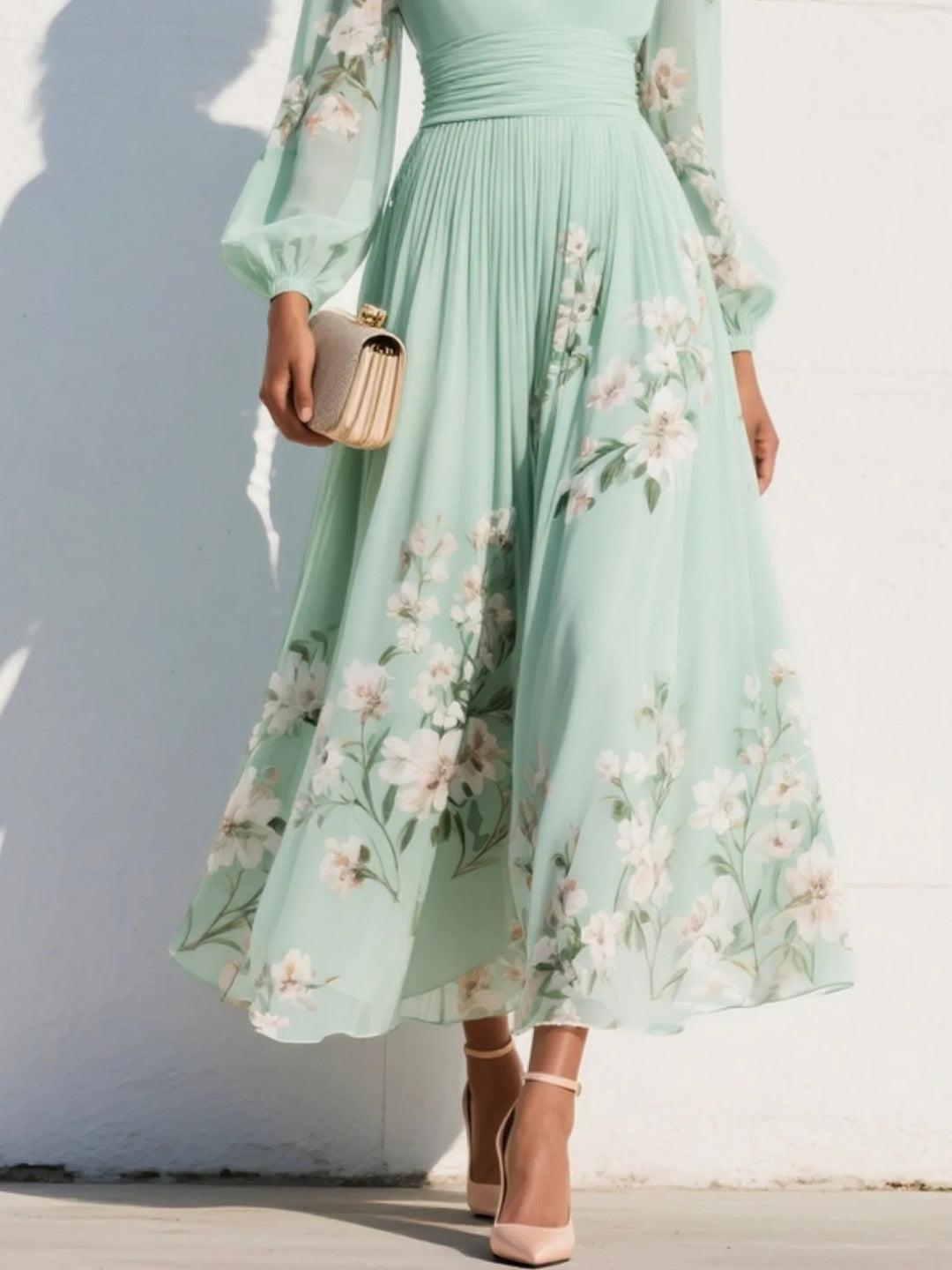 Mila Mint Floral Wrap Midi Dress