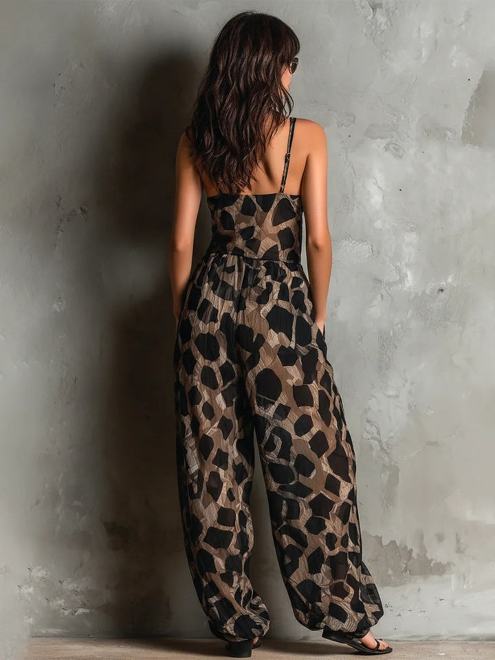 Paloma Leopard Halter Harem Jumpsuit
