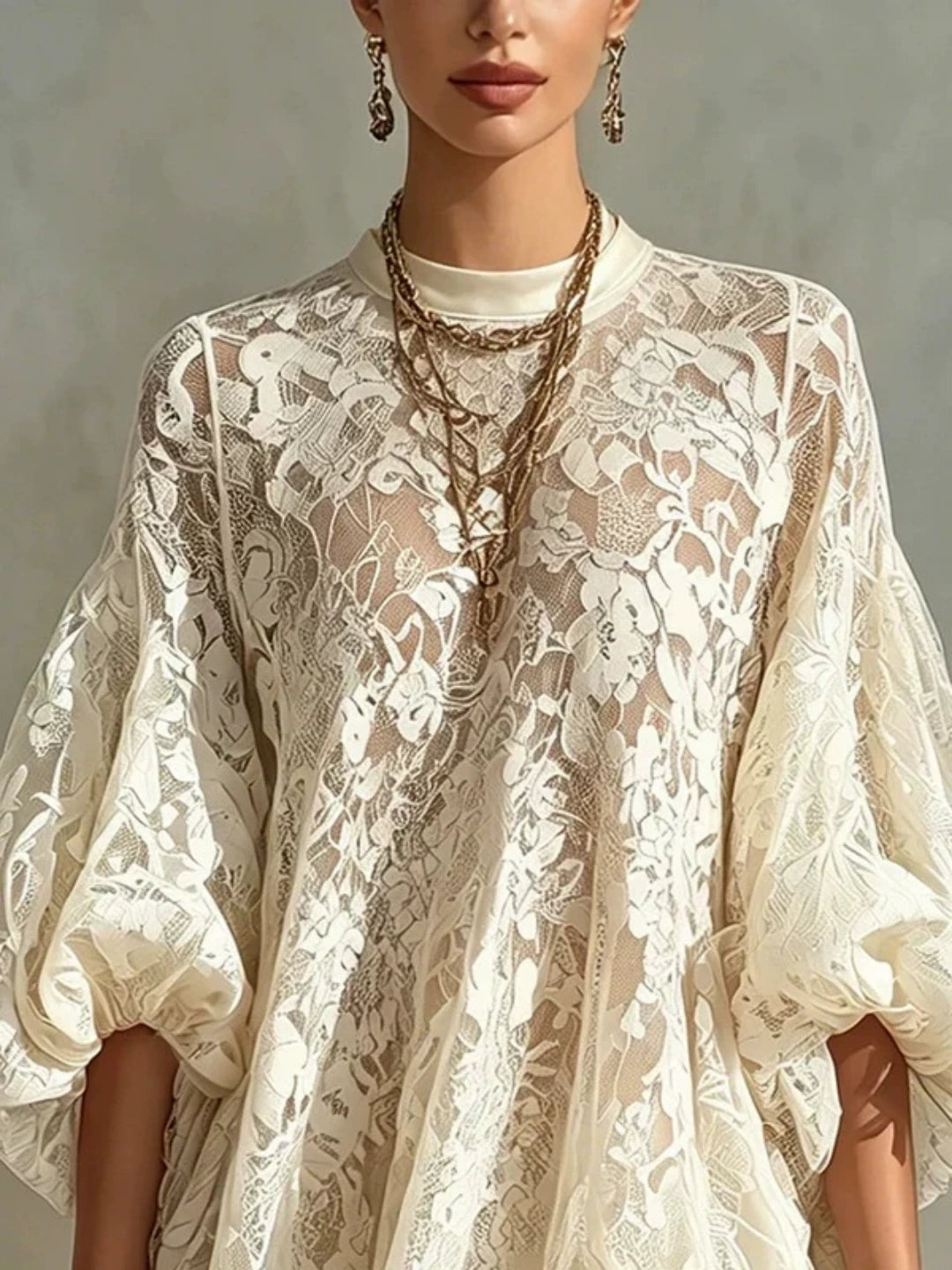 24-Hour-Shipping Bianca Chocolate Lace Poncho Cover-Up Dress