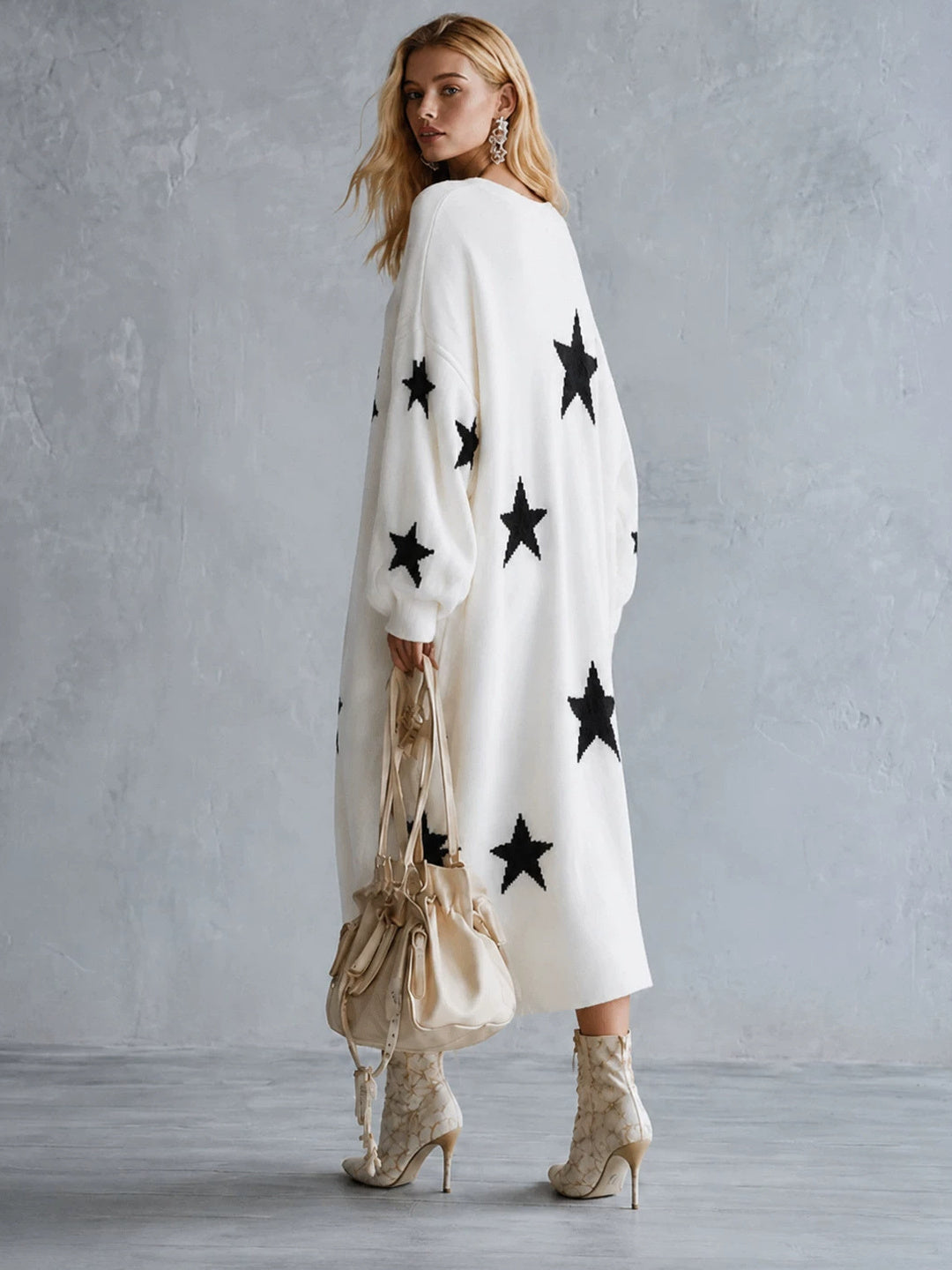 Estella Star Motif Relaxed Maxi Dress - Ivory