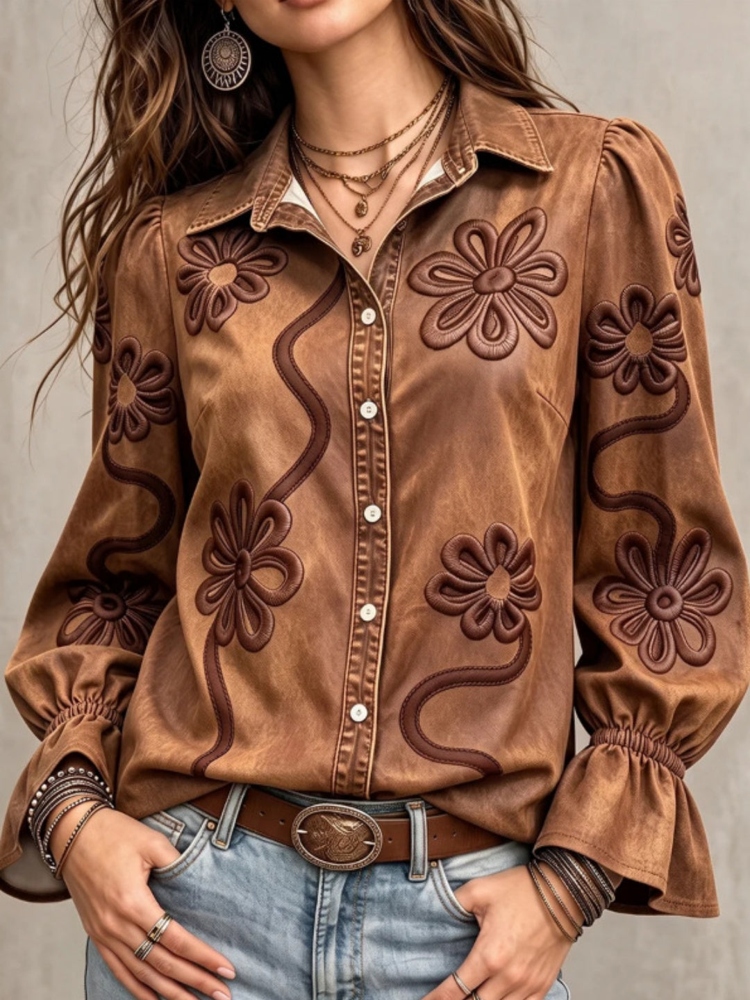 Paisley Embroidered Button Shirt