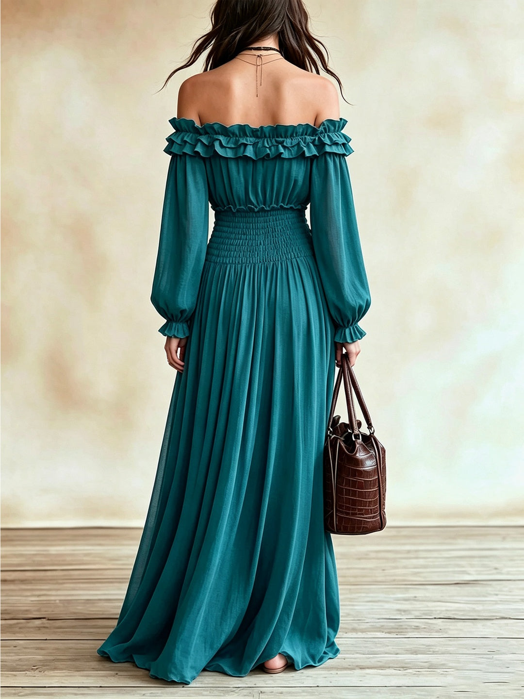 Esmeralda Off-Shoulder Ruffle Maxi Dress