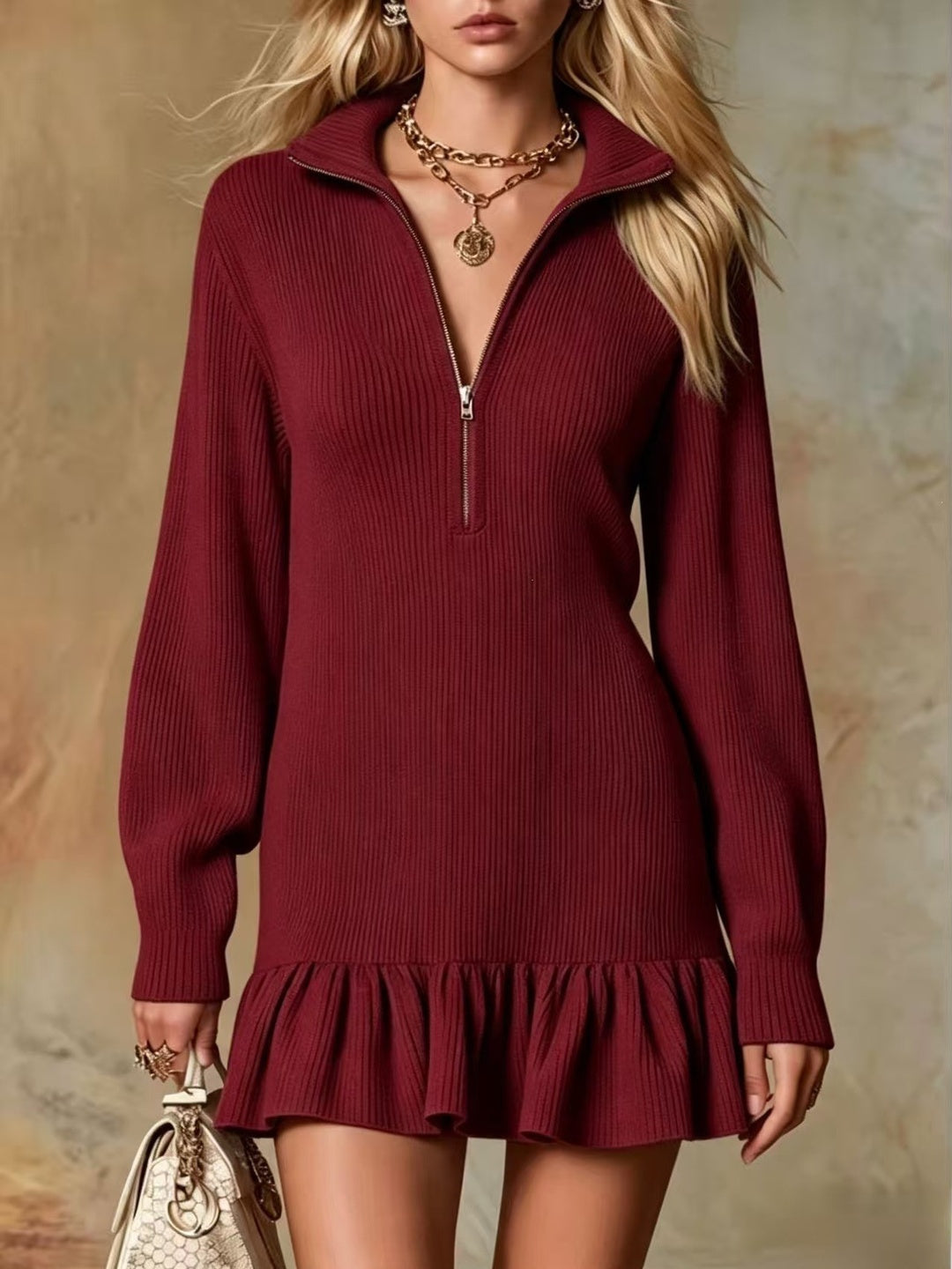 Mirella Button-Front Ruffle Mini Dress